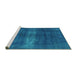 Sideview of Machine Washable Oriental Turquoise Industrial Area Rugs, wshurb1040turq