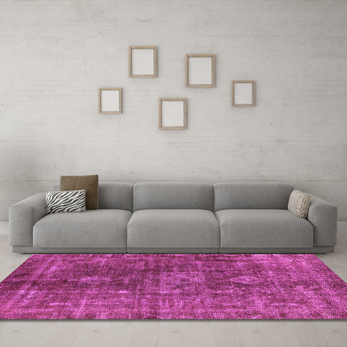 Machine Washable Oriental Pink Industrial Rug in a Living Room, wshurb1041pnk