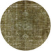 Round Mid-Century Modern Dark Bronze Brown Oriental Rug, urb1041