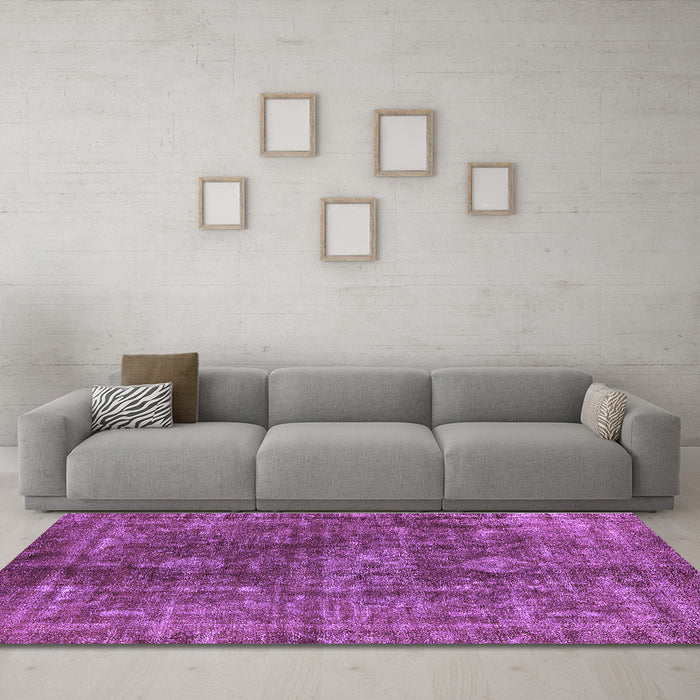 Machine Washable Oriental Purple Industrial Area Rugs in a Living Room, wshurb1041pur