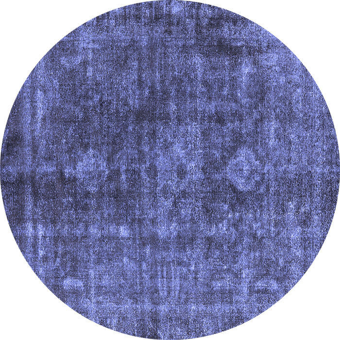 Round Oriental Blue Industrial Rug, urb1041blu