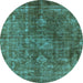 Round Oriental Light Blue Industrial Rug, urb1041lblu