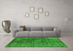 Machine Washable Oriental Green Industrial Area Rugs in a Living Room,, wshurb1041grn