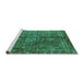 Sideview of Machine Washable Oriental Turquoise Industrial Area Rugs, wshurb1041turq