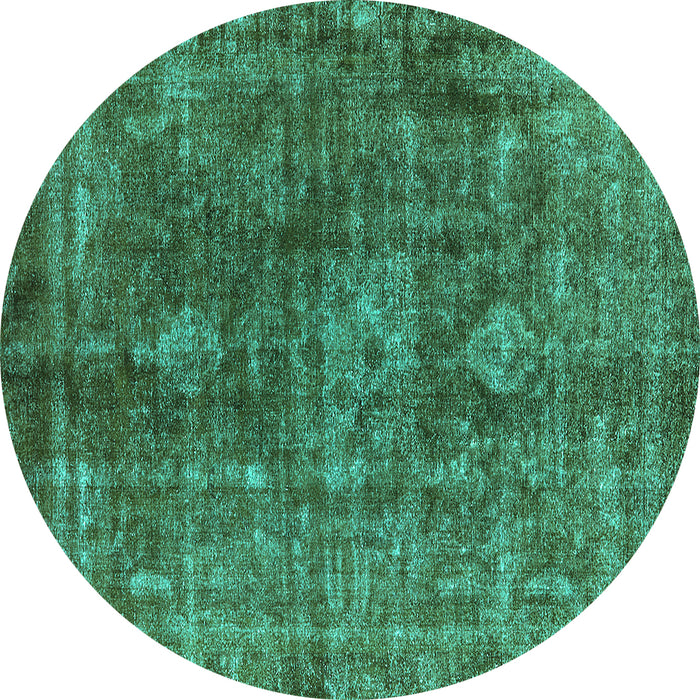 Round Oriental Turquoise Industrial Rug, urb1041turq