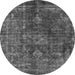 Round Oriental Gray Industrial Rug, urb1041gry