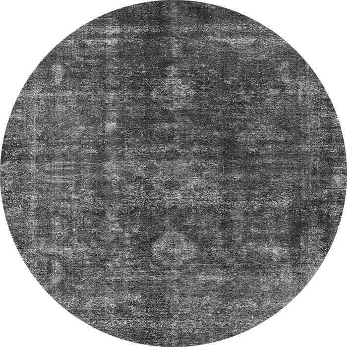 Round Machine Washable Oriental Gray Industrial Rug, wshurb1041gry