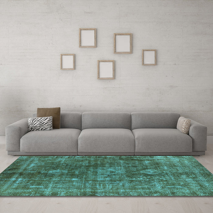 Machine Washable Oriental Light Blue Industrial Rug in a Living Room, wshurb1041lblu