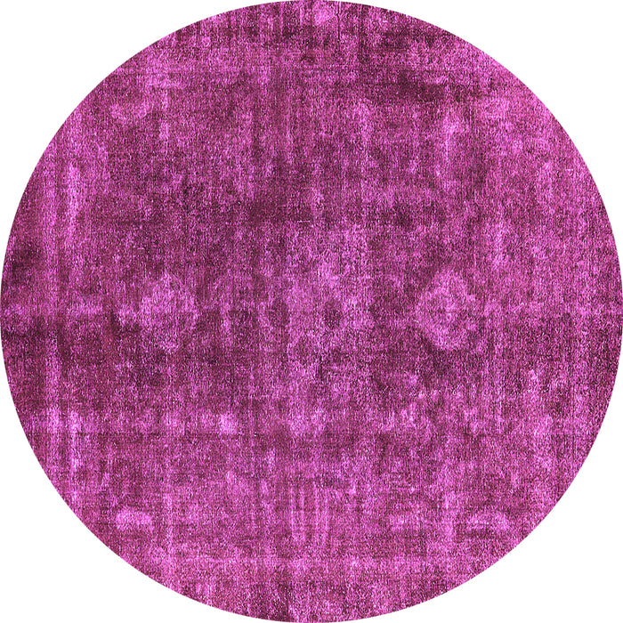 Round Machine Washable Oriental Pink Industrial Rug, wshurb1041pnk