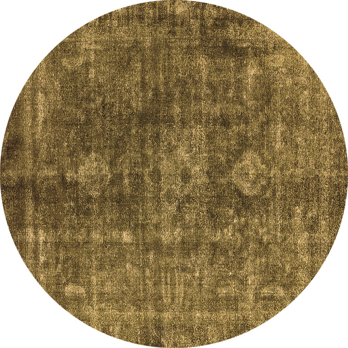 Round Oriental Brown Industrial Rug, urb1041brn