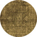 Round Oriental Brown Industrial Rug, urb1041brn