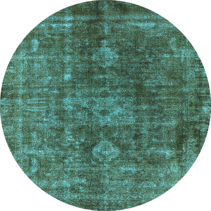 Round Machine Washable Oriental Light Blue Industrial Rug, wshurb1041lblu