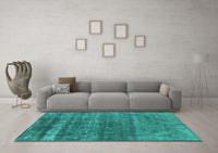 Machine Washable Oriental Turquoise Industrial Rug, wshurb1042turq