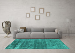 Machine Washable Oriental Turquoise Industrial Area Rugs in a Living Room,, wshurb1042turq
