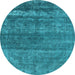 Round Oriental Light Blue Industrial Rug, urb1042lblu