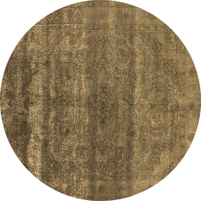Round Oriental Brown Industrial Rug, urb1042brn