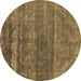 Round Oriental Brown Industrial Rug, urb1042brn