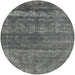 Round Mid-Century Modern Gunmetal Gray Oriental Rug, urb1042