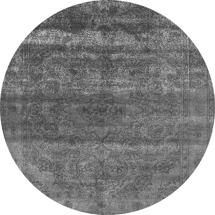 Round Machine Washable Oriental Gray Industrial Rug, wshurb1042gry