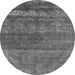 Round Machine Washable Oriental Gray Industrial Rug, wshurb1042gry