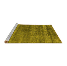 Sideview of Machine Washable Oriental Yellow Industrial Rug, wshurb1042yw