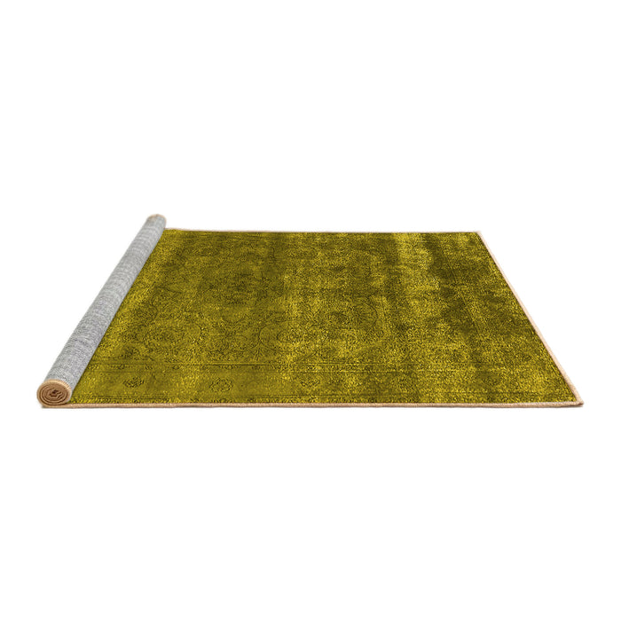Sideview of Machine Washable Oriental Yellow Industrial Rug, wshurb1042yw