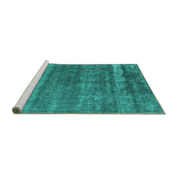 Sideview of Machine Washable Oriental Turquoise Industrial Area Rugs, wshurb1042turq
