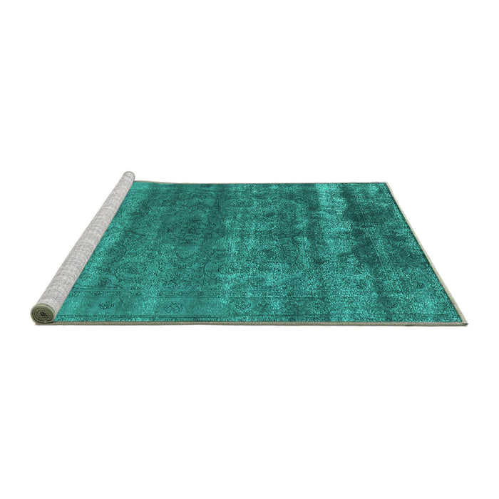 Sideview of Machine Washable Oriental Turquoise Industrial Area Rugs, wshurb1042turq