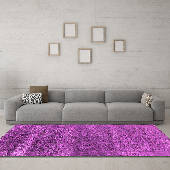 Machine Washable Oriental Pink Industrial Rug in a Living Room, wshurb1042pnk