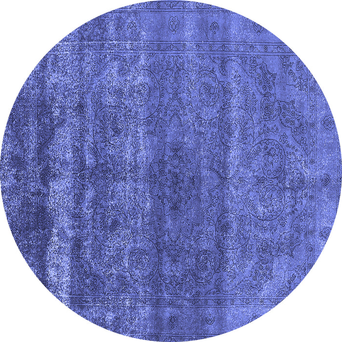 Round Oriental Blue Industrial Rug, urb1042blu