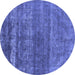 Round Oriental Blue Industrial Rug, urb1042blu