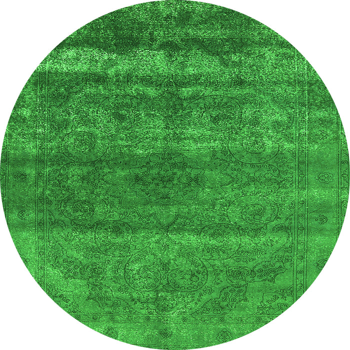 Round Oriental Green Industrial Rug, urb1042grn