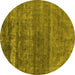 Round Oriental Yellow Industrial Rug, urb1042yw