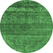 Round Oriental Emerald Green Industrial Rug, urb1042emgrn