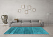 Machine Washable Oriental Light Blue Industrial Rug in a Living Room, wshurb1042lblu