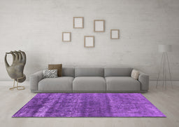Machine Washable Oriental Purple Industrial Area Rugs in a Living Room, wshurb1042pur