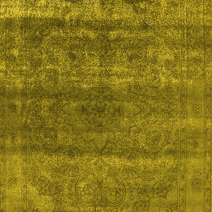 Machine Washable Oriental Yellow Industrial Rug, wshurb1042yw