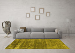Machine Washable Oriental Yellow Industrial Rug in a Living Room, wshurb1042yw