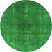 Round Oriental Green Industrial Rug, urb1043grn