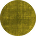 Round Machine Washable Oriental Yellow Industrial Rug, wshurb1043yw