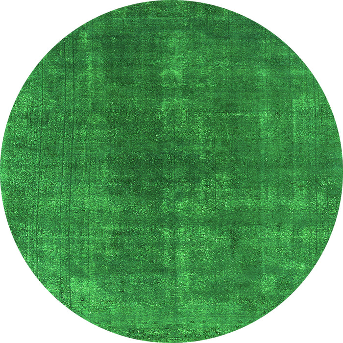 Round Machine Washable Oriental Green Industrial Area Rugs, wshurb1043grn