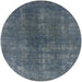 Round Mid-Century Modern Slate Gray Oriental Rug, urb1043