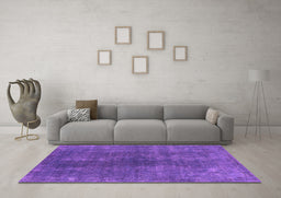 Machine Washable Oriental Purple Industrial Area Rugs in a Living Room, wshurb1043pur