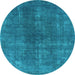 Round Oriental Light Blue Industrial Rug, urb1043lblu