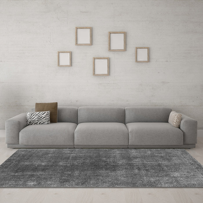 Machine Washable Oriental Gray Industrial Rug in a Living Room,, wshurb1043gry