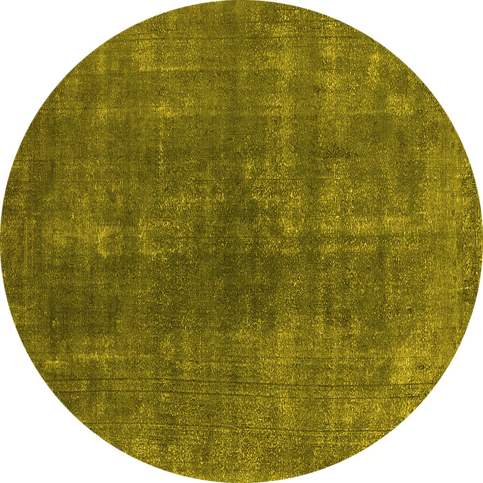 Round Oriental Yellow Industrial Rug, urb1043yw