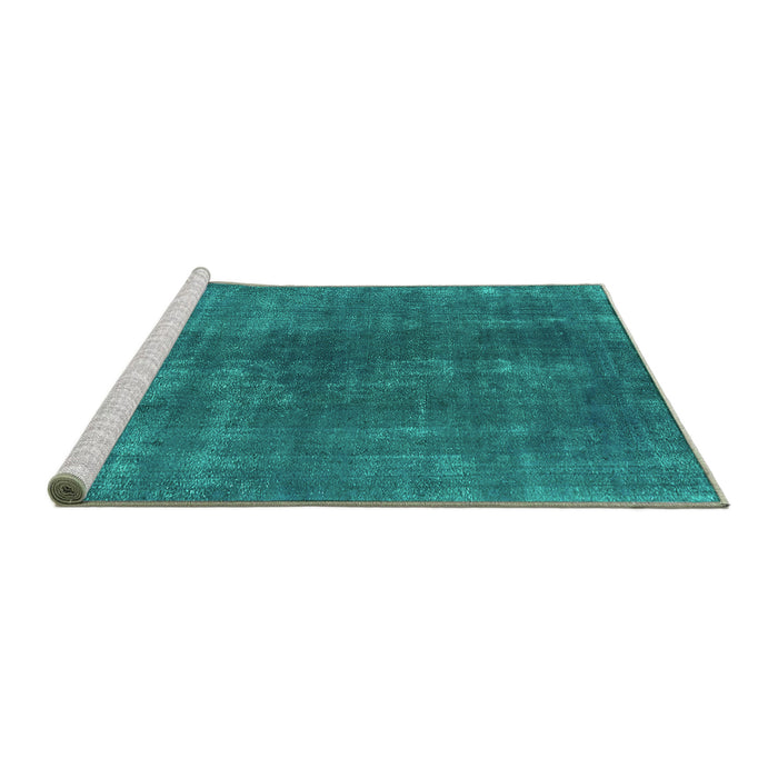 Sideview of Machine Washable Oriental Turquoise Industrial Area Rugs, wshurb1043turq