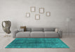 Machine Washable Oriental Turquoise Industrial Area Rugs in a Living Room,, wshurb1043turq