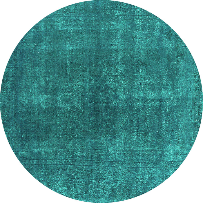 Round Machine Washable Oriental Turquoise Industrial Area Rugs, wshurb1043turq