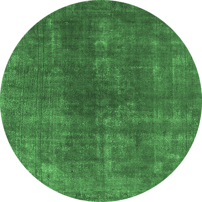Round Machine Washable Oriental Emerald Green Industrial Area Rugs, wshurb1043emgrn